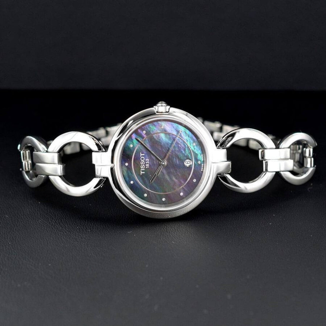 Tissot T Lady Flamingo Mother of Pearl Blue Dial Silver Steel Strap Watch for Women - T094.210.11.126.00
