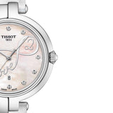 Tissot T Trend Flamingo Valentines Mother of Pearl White Dial White Leather Strap Watch For Women - T094.210.16.111.01
