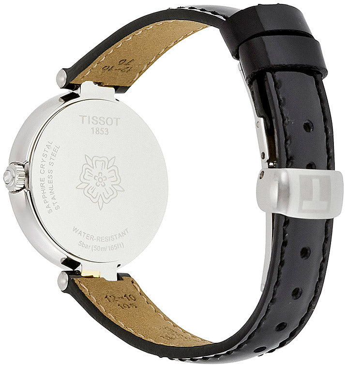 Tissot Flamingo Mother of Pearl White Dial Black Leather Strap Watch For Women - T094.210.26.111.00