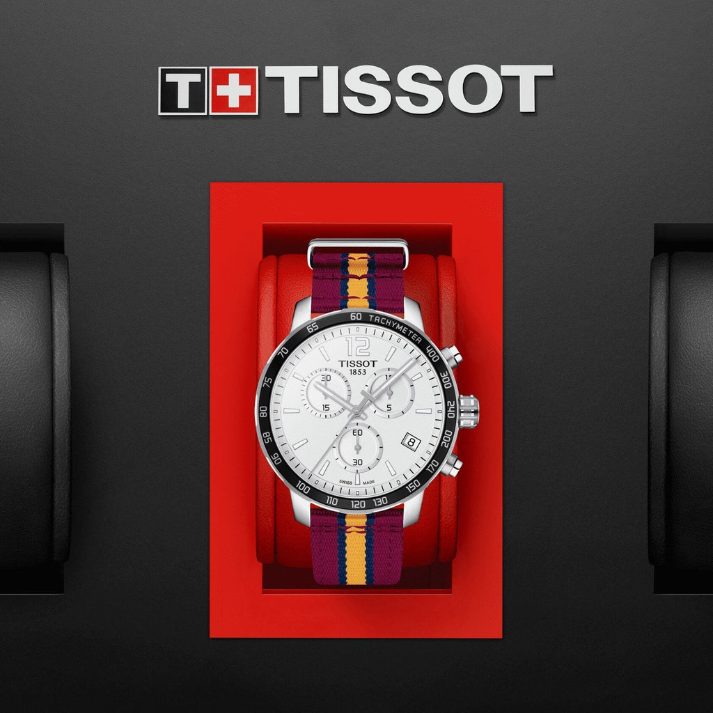 Tissot Quickster Chronograph NBA Miami Heat Edition White Dial Two Tone NATO Strap Watch for Men - T095.417.17.037.08