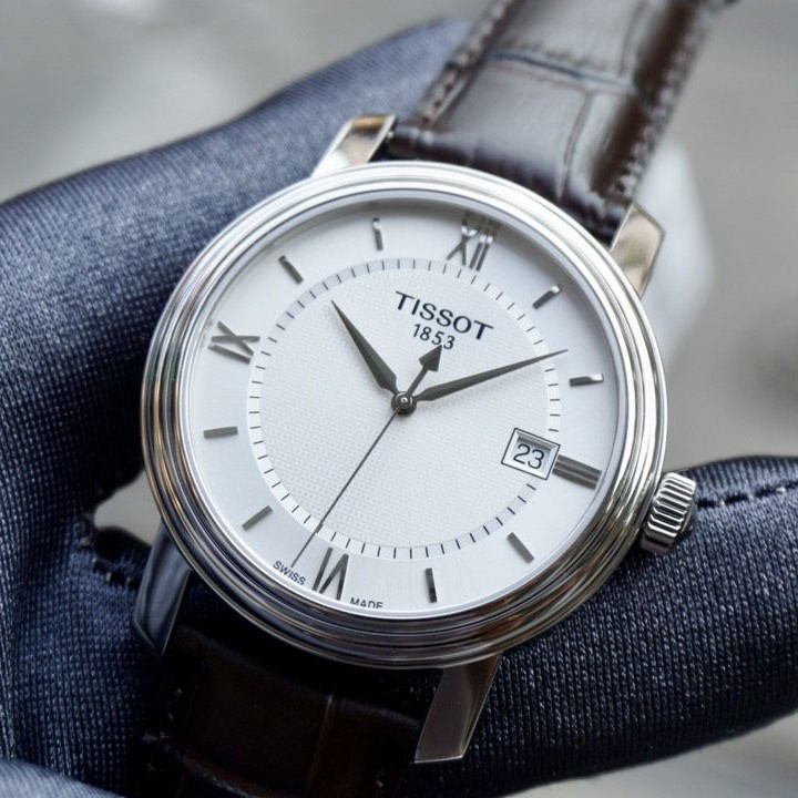 Tissot T Classic Bridgeport Silver Dial Brown Leather Strap Watch For Men - T097.410.16.038.00