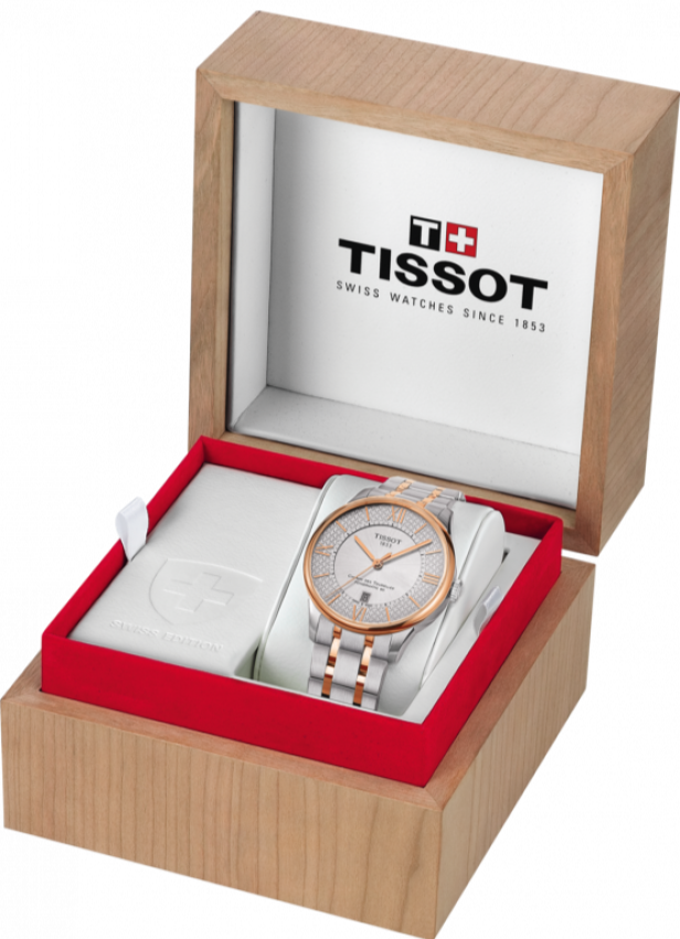 Tissot Chemin Des Tourelles Powermatic 80 Helvetic Price Lady Silver Dial Two Tone Steel Strap Watch For Women - T099.207.22.118.01