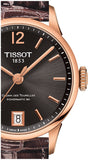 Tissot Chemin Des Tourelles Powermatic 80 Lady Brown Dial Brown Leather Strap Watch For Women - T099.207.36.447.00