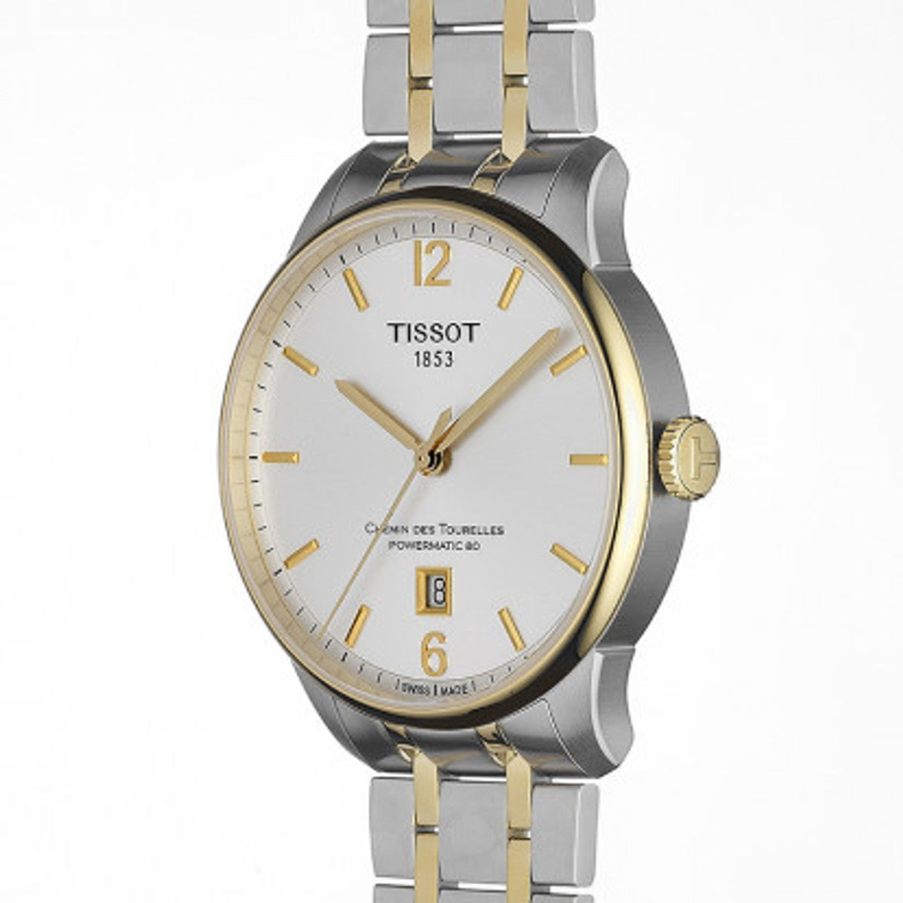 Tissot Chemin Des Tourelles Powermatic 80 Silver Dial Two Tone Steel Strap Watch For Men - T099.407.22.037.00