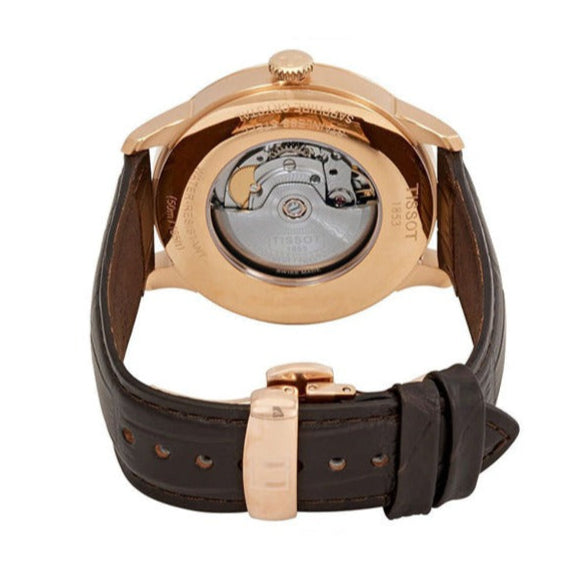 Tissot T Classic Chemin Des Tourelles Powermatic 80 Brown Dial Brown Leather Strap Watch for Men - T099.407.36.447.00