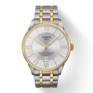 Tissot Chemin Des Tourelles Powermatic 80 Cosc Silver Dial Two Tone Steel Strap Watch For Men - T099.408.22.038.00