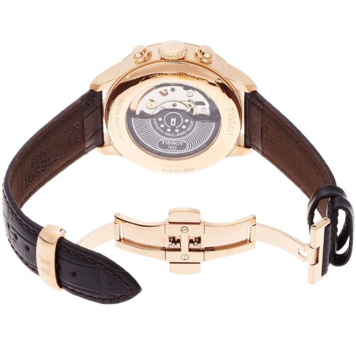 Tissot Des Tourelles Chronograph Silver Dial Brown Leather Strap Watch For Men - T099.427.36.038.00