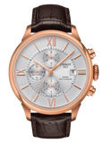 Tissot Des Tourelles Chronograph Silver Dial Brown Leather Strap Watch For Men - T099.427.36.038.00