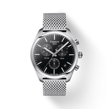Tissot PR 100 Chronograph Black Dial Silver Mesh Bracelet Watch For Men - T101.417.11.051.01