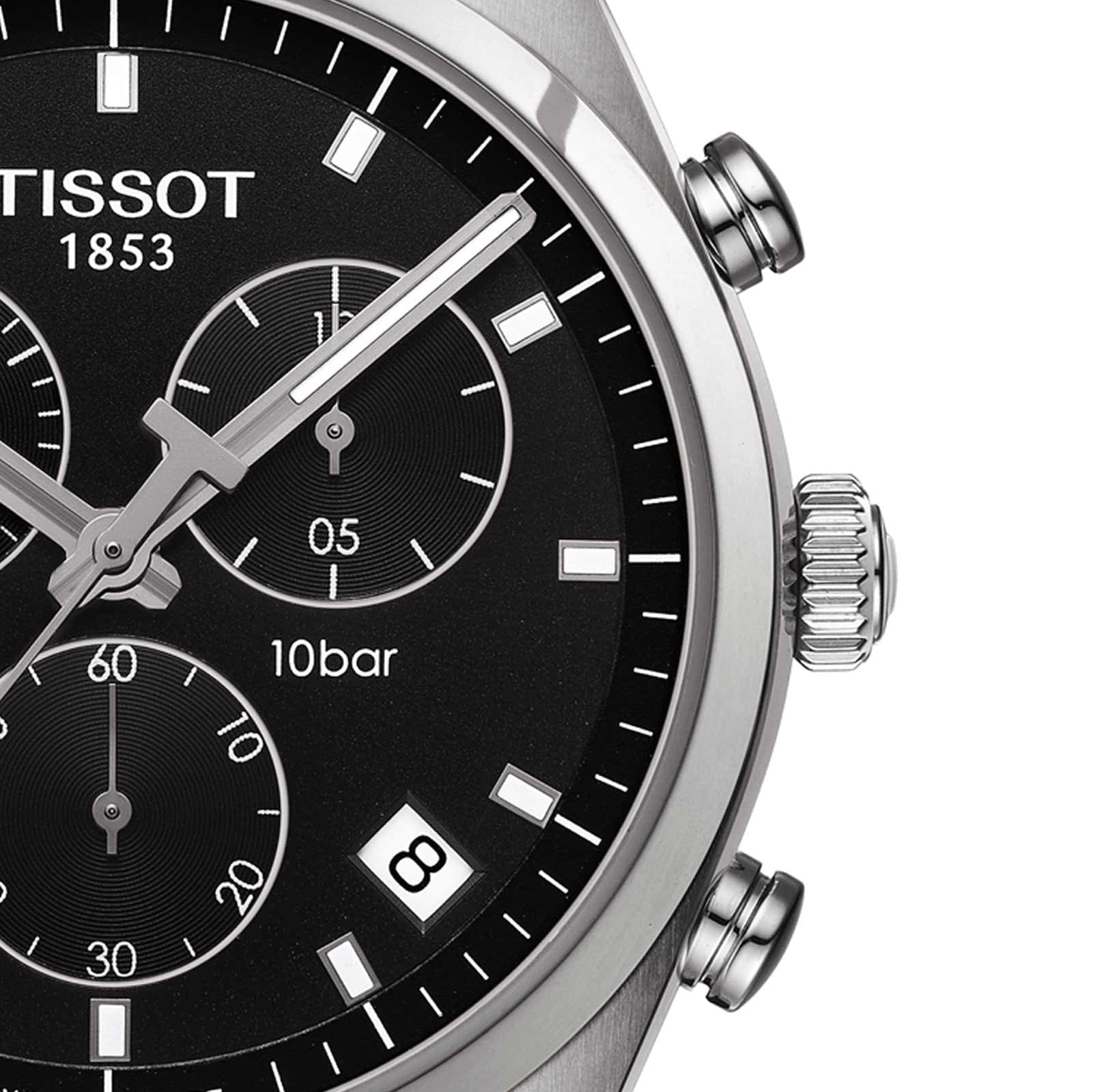 Tissot PR 100 Chronograph Black Dial Black Leather Strap Watch For Men - T101.417.16.051.00