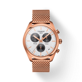 Tissot T Classic PR 100 Chronograph Silver Dial Rose Gold Mesh Bracelet Watch For Men - T101.417.33.031.01