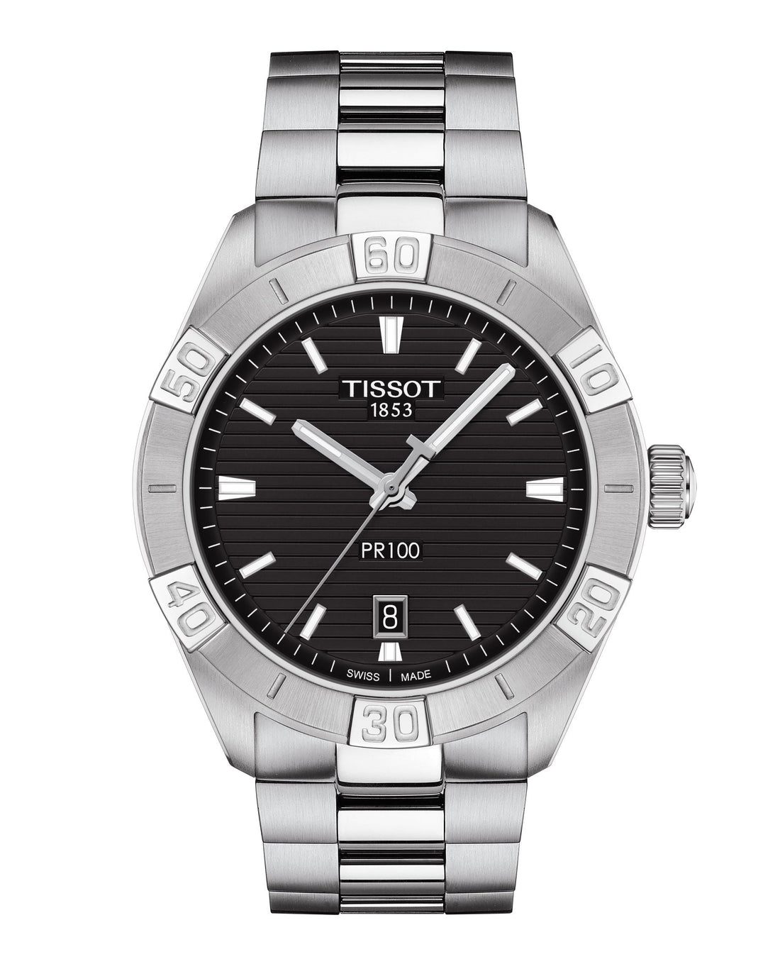 Tissot PR 100 Sport Quartz Black Dial Silver Steel Strap Watch For Men - T101.610.11.051.00