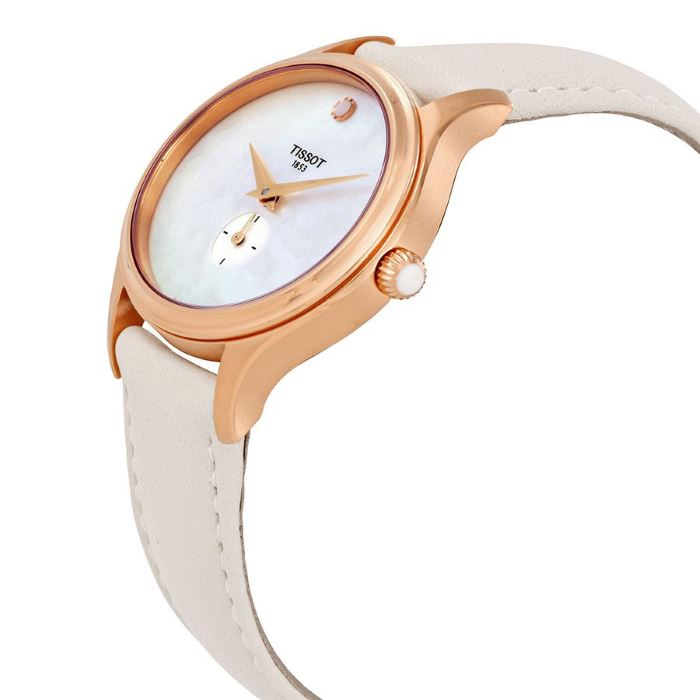 Tissot T Lady Bella Ora Mother of Pearl Dial Cream Leather Strap Watch for Women - T103.310.36.111.00