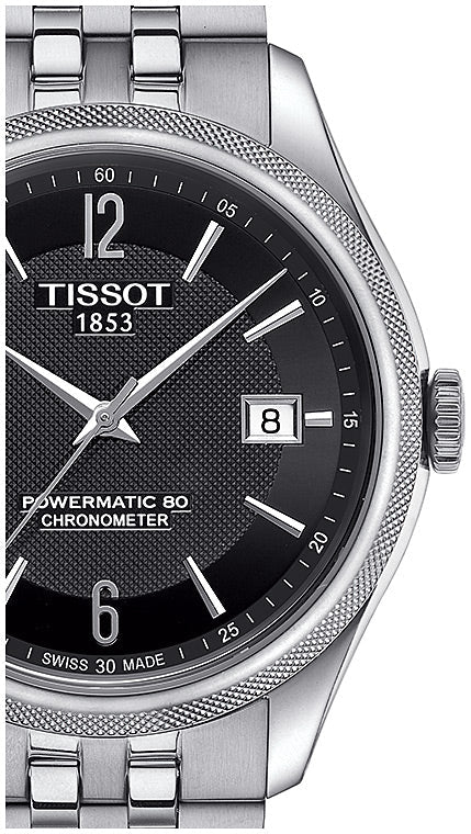 Tissot Ballade Powermatic 80 Cosc Black Dial Silver Steel Strap Watch For Men - T108.408.11.057.00