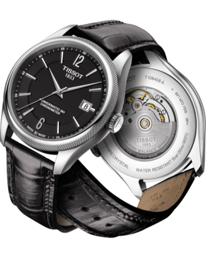 Tissot Ballade Powermatic 80 Cosc Black Dial Black Leather Strap Watch For Men - T108.408.16.057.00
