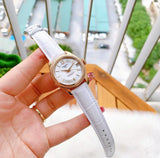 Tissot T-Classic Powermatic 80 Mother of Pearl Silver Dial White Leather Strap Watch For Women - T108.208.26.117.00