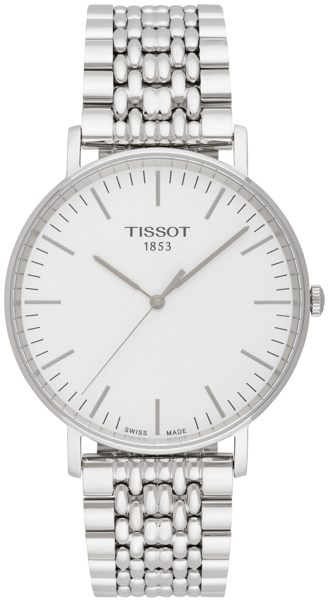 Tissot T Classic Everytime Large White Dial Silver Steel Strap Watch for Men - T109.610.11.031.00