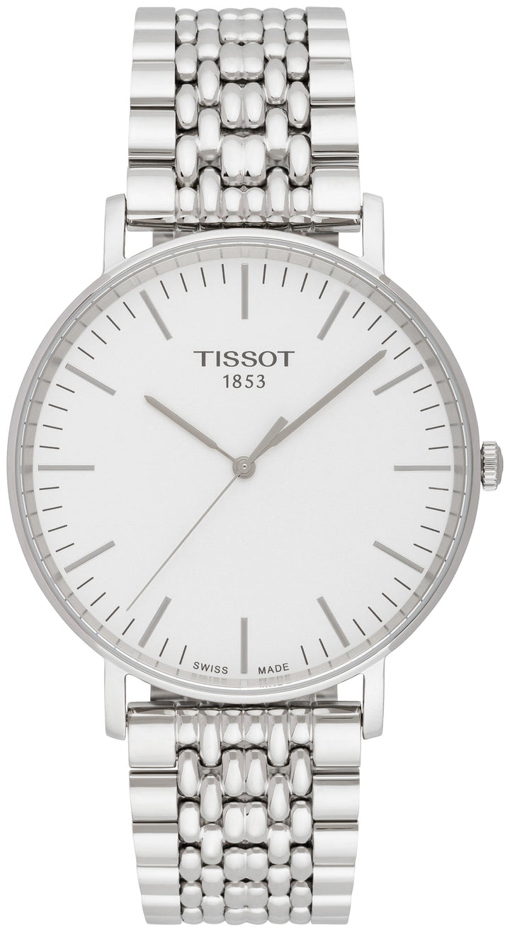 Tissot T Classic Everytime Large White Dial Silver Steel Strap Watch for Men - T109.610.11.031.00