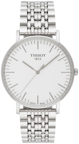 Tissot T Classic Everytime Large White Dial Silver Steel Strap Watch for Men - T109.610.11.031.00