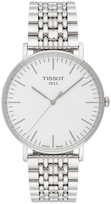 Tissot T Classic Everytime Large White Dial Silver Steel Strap Watch for Men - T109.610.11.031.00