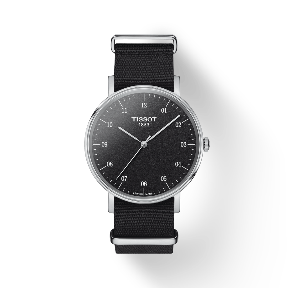 Tissot Everytime Medium Black Dial Black NATO Strap Watch For Men - T109.410.17.077.00