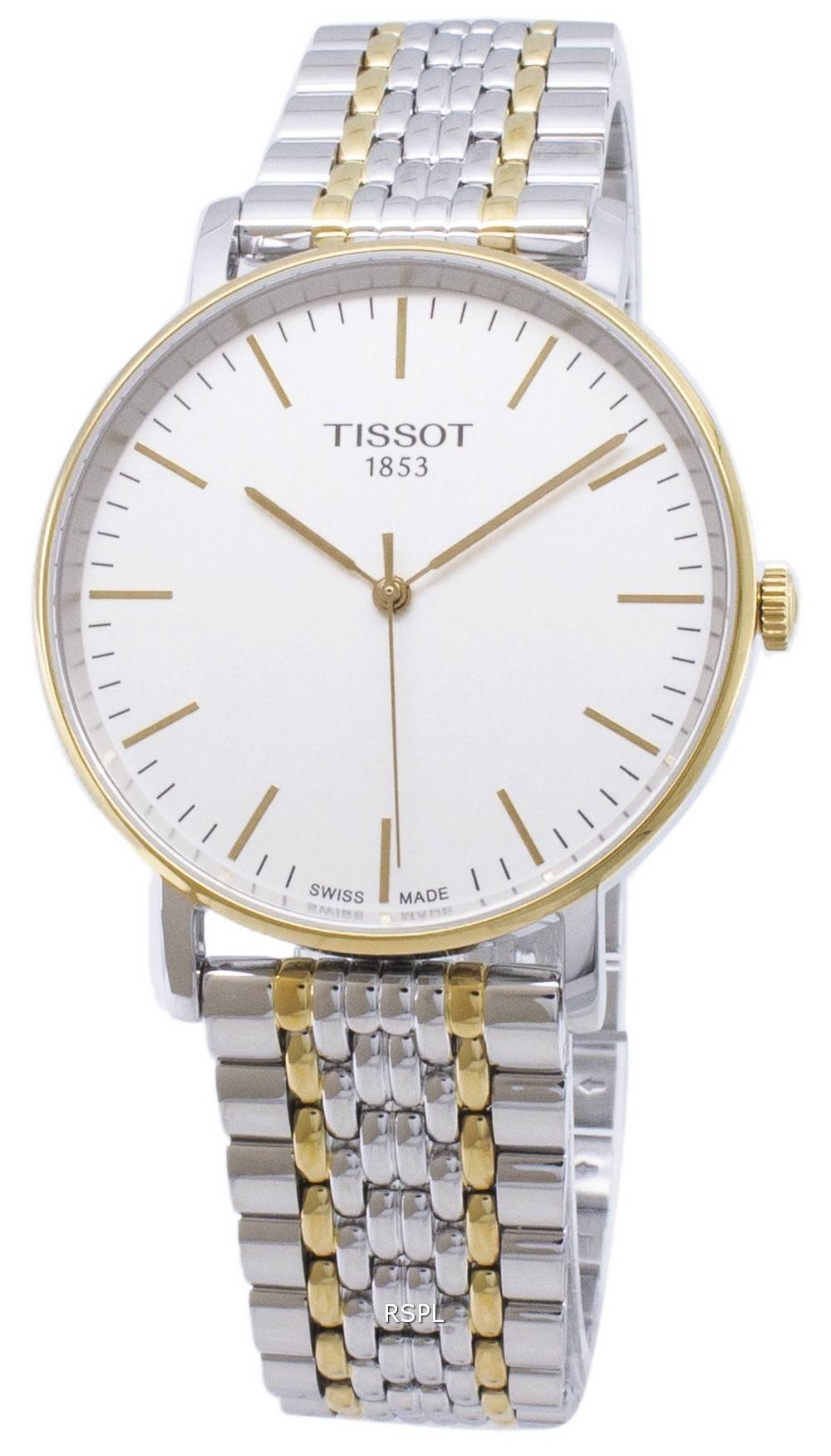 Tissot Everytime Medium White Dial Two Tone Mesh Bracelet Watch For Men - T109.410.22.031.00