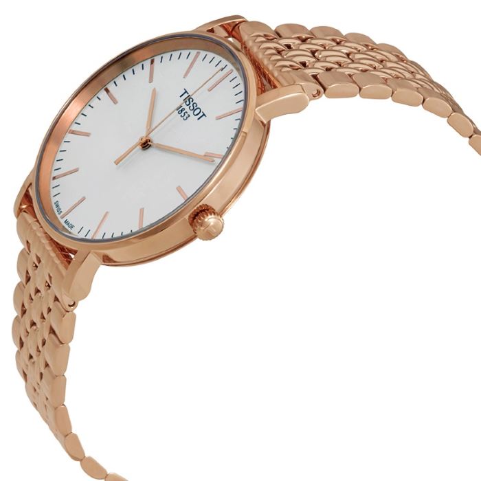 Tissot Everytime Medium White Dial Rose Gold Mesh Bracelet Watch For Men - T109.410.33.031.00