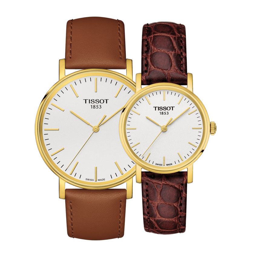 Tissot T Classic Everytime White Dial Brown Leather Strap Watch For Men - T109.410.36.031.00