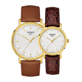 Tissot T Classic Everytime White Dial Brown Leather Strap Watch For Men - T109.410.36.031.00