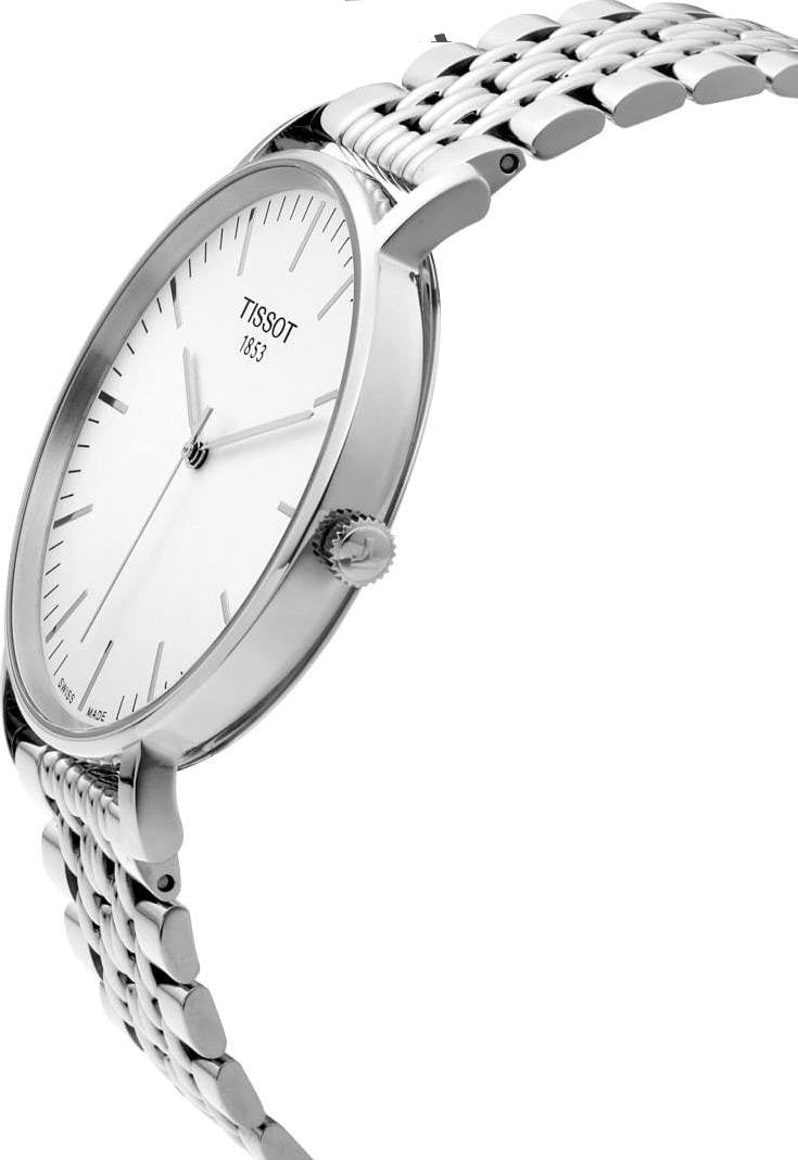 Tissot T Classic Everytime Large White Dial Silver Steel Strap Watch for Men - T109.610.11.031.00