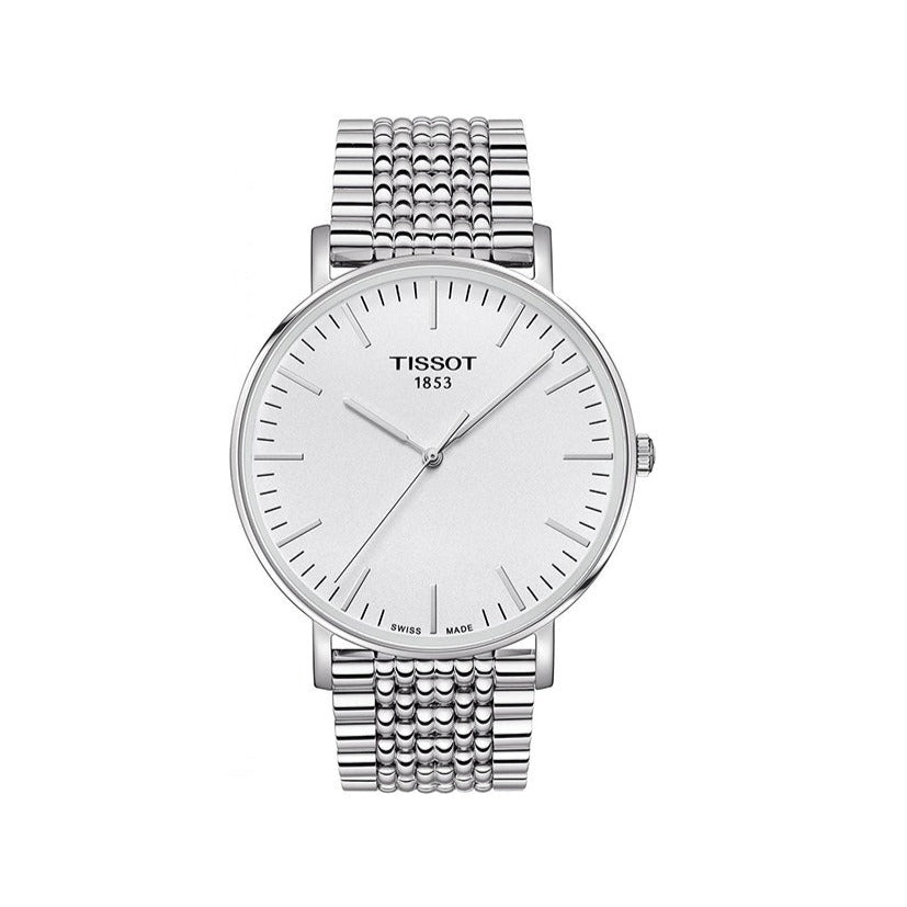 Tissot T Classic Everytime Large White Dial Silver Steel Strap Watch for Men - T109.610.11.031.00