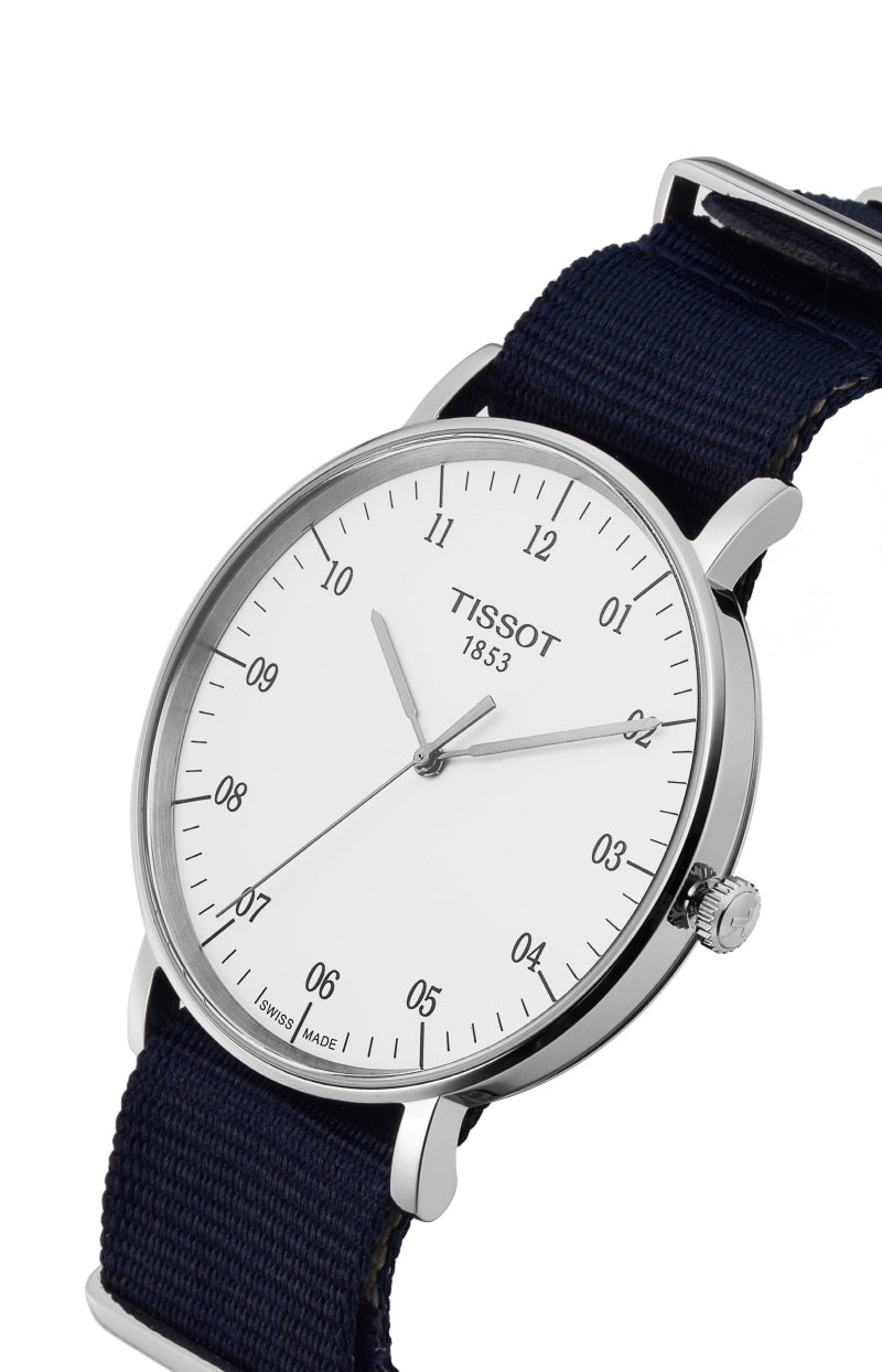 Tissot T Classic Everytime Large White Dial Blue NATO Strap Watch For Men - T109.610.17.037.00