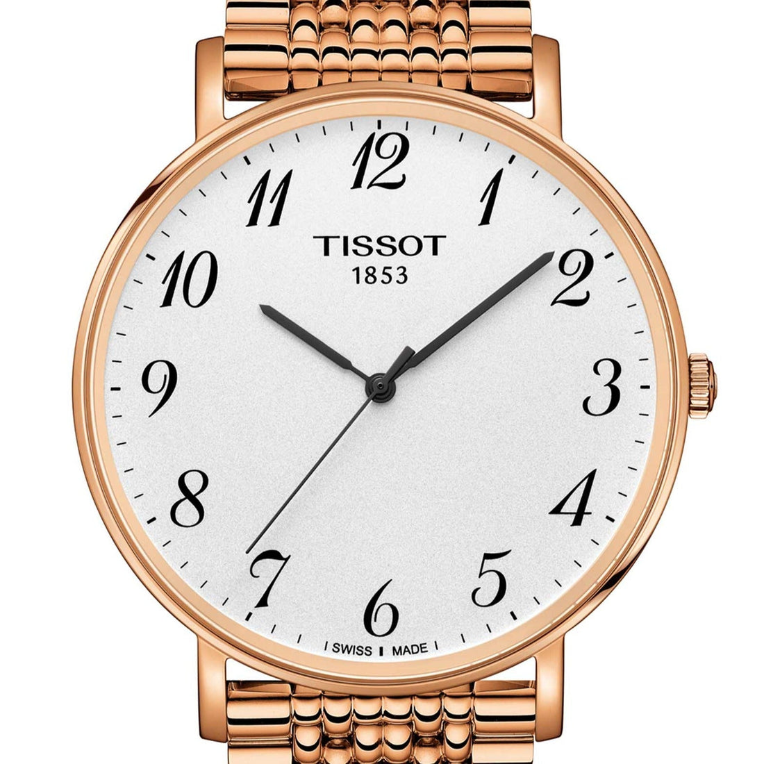 Tissot T Classic Everytime White Dial Rose Gold Mesh Bracelet Watch for Men - T109.610.33.032.00