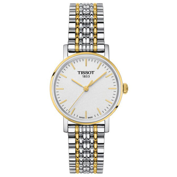 Tissot T Classic Everytime Small White Dial Two Tone Mesh Bracelet Watch For Women - T109.210.22.031.00
