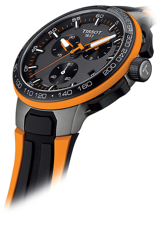 Tissot T Race Cycling Chronograph Black Dial Two Tone Rubber Strap Watch For Men - T111.417.37.441.04