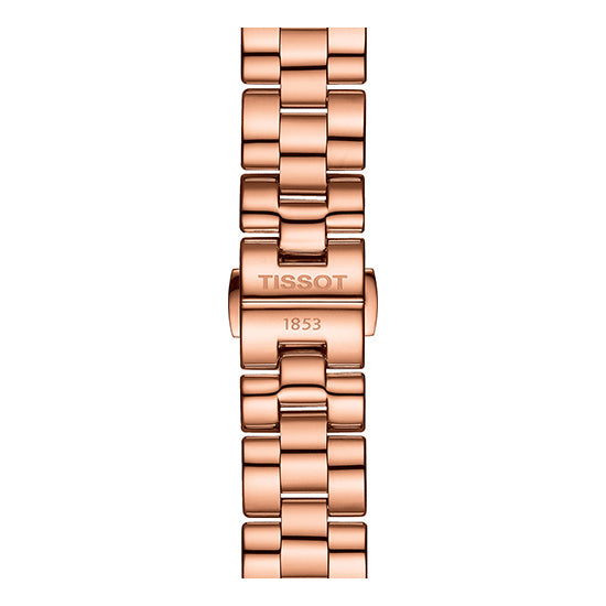 Tissot T Wave Black Dial Rose Gold Steel Strap Watch For Women - T112.210.33.051.00
