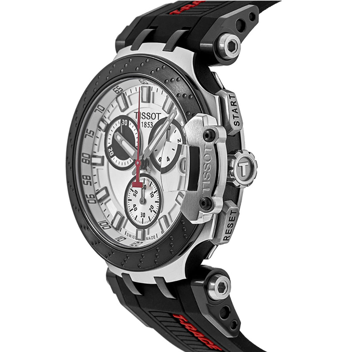 Tissot T Race Chronograph White Dial Black Silicone Strap Watch For Men - T115.417.27.011.00