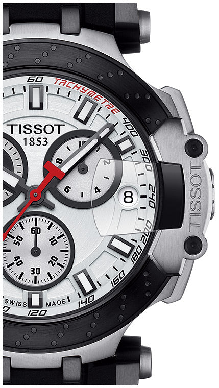 Tissot T Race Chronograph White Dial Black Silicone Strap Watch For Men - T115.417.27.011.00
