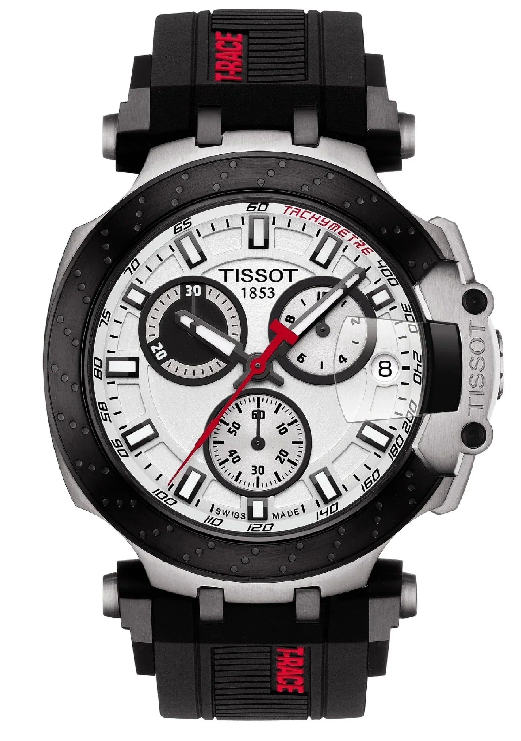 Tissot T Race Chronograph White Dial Black Silicone Strap Watch For Men - T115.417.27.011.00