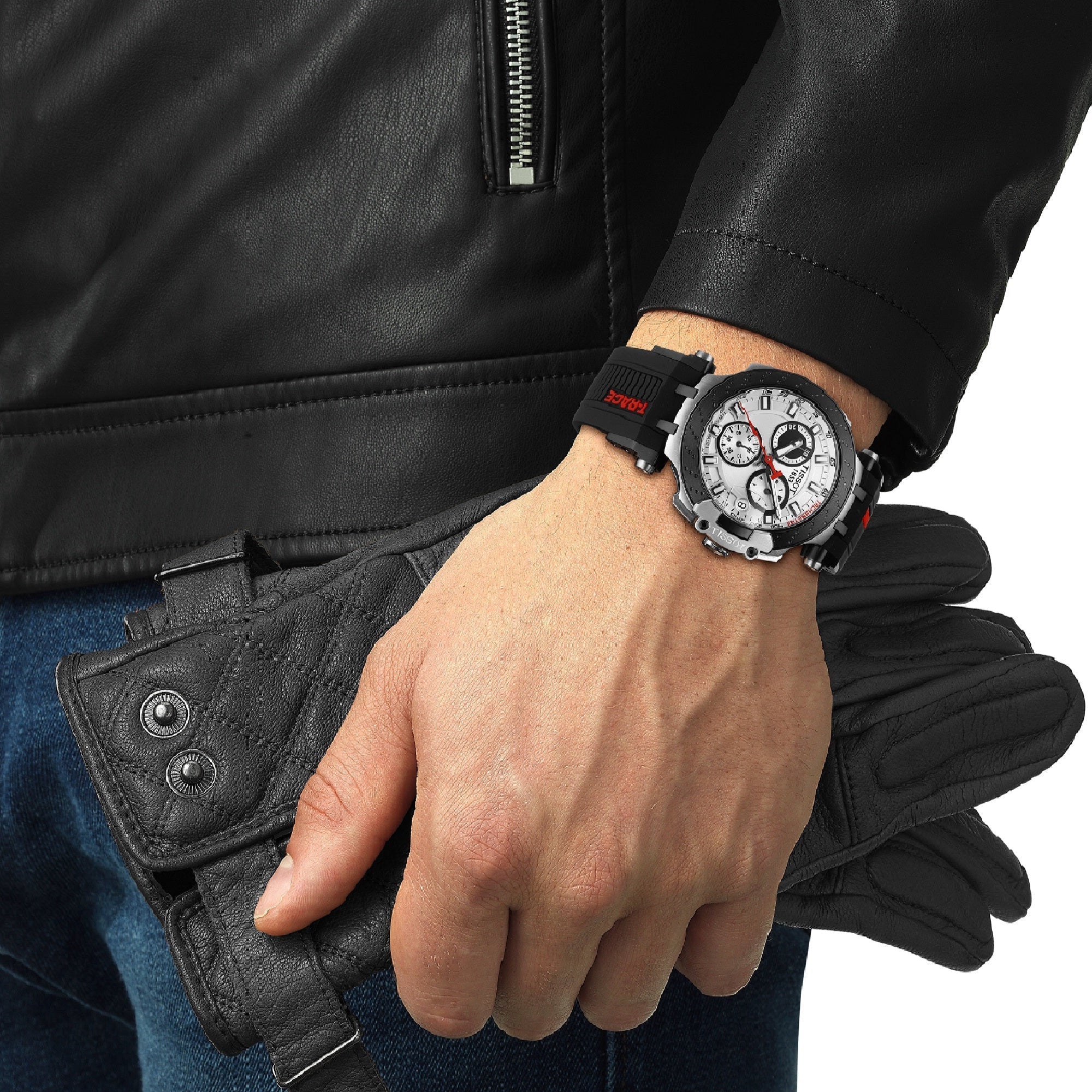 Tissot T Race Chronograph White Dial Black Silicone Strap Watch For Men - T115.417.27.011.00