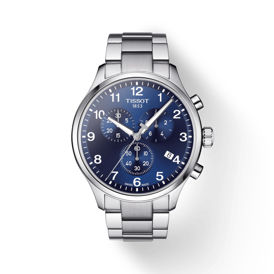 Tissot T Sport Chrono XL Classic Blue Dial Silver Steel Strap Watch For Men - T116.617.11.047.01