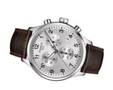 Tissot Chrono XL Silver Dial Brown Leather Strap Watch For Men - T116.617.16.037.00