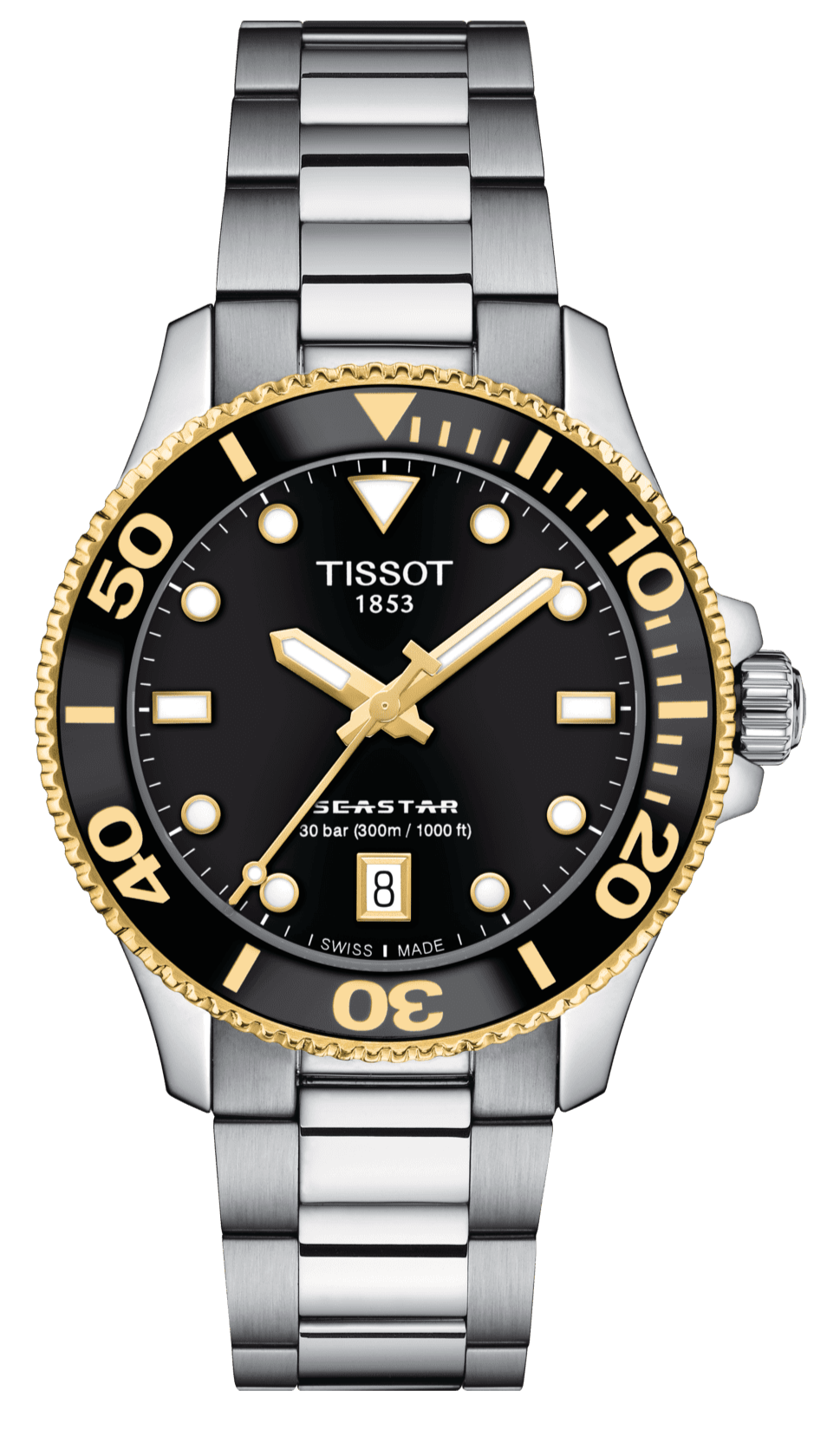 Tissot Seastar 1000 Black Dial Silver Steel Strap Watch For Men - T120.210.127.051.00