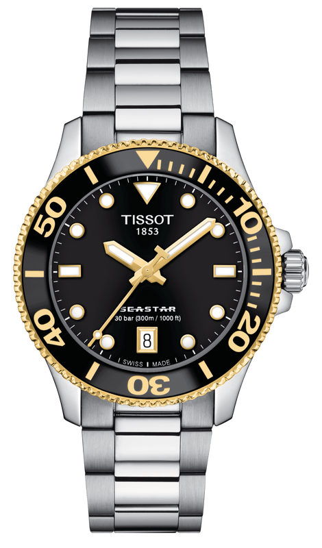 Tissot Seastar 1000 Black Dial Silver Steel Strap Watch For Men - T120.210.127.051.00