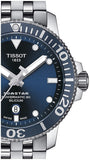 Tissot T Sport Seastar 1000 Powermatic Silicium Blue Dial Silver Steel Strap Watch For Men - T120.407.11.041.01