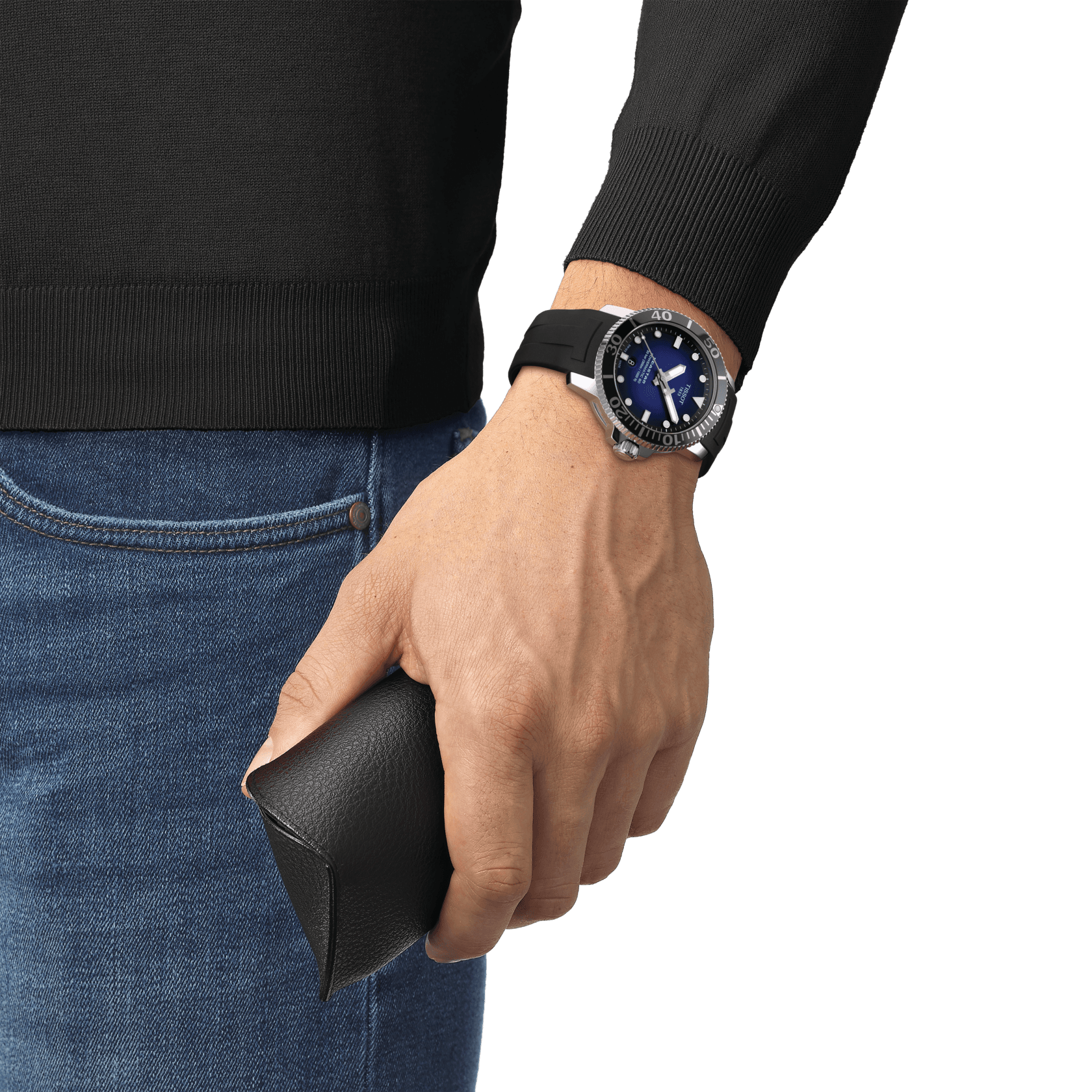 Tissot Seastar 1000 Powermatic 80 Blue Dial Black Rubber Strap Watch For Men - T120.407.17.041.00