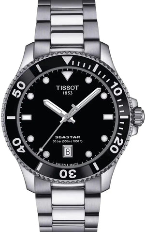 Tissot Seastar 1000 Black Dial Silver Steel Strap Watch For Men - T120.410.11.051.00