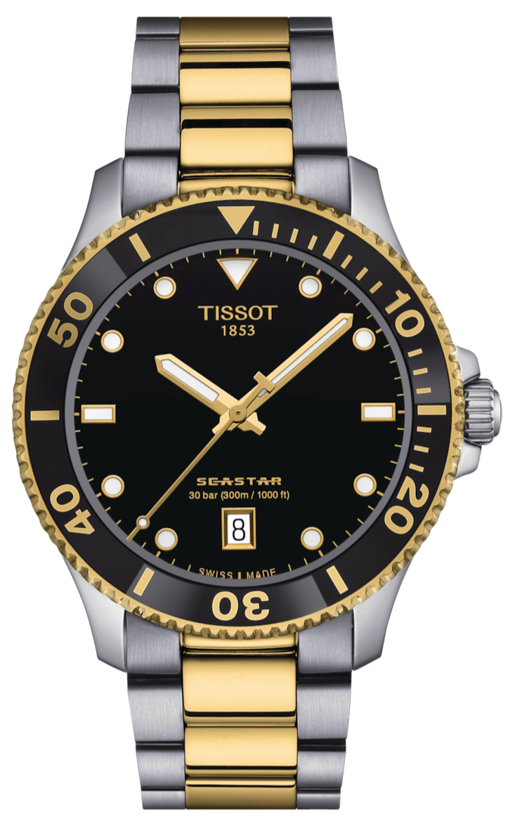 Tissot Seastar 1000 Black Dial Two Tone Steel Strap Watch For Men - T120.410.22.051.00