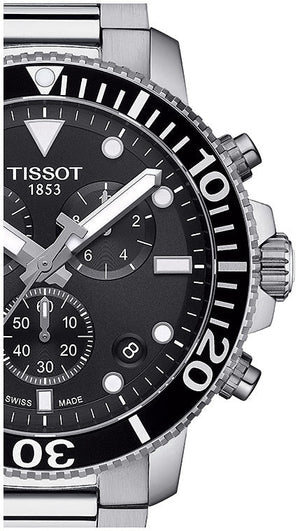 Tissot Seastar 1000 Chronograph Black Dial Silver Steel Strap Watch For Men - T120.417.11.051.00