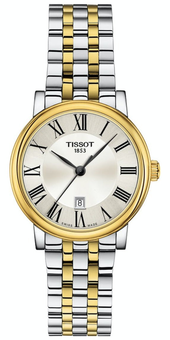 Tissot T Classic Carson Lady Premium Silver Dial Two Tone Steel Strap Watch For Women - T122.210.22.033.00